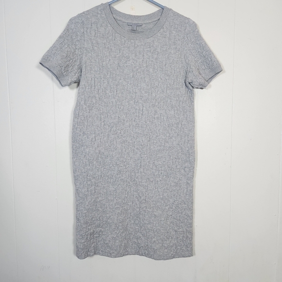 Cos Textured Short Sleeve Sweater Dress Gray size Small - Picture 2 of 16